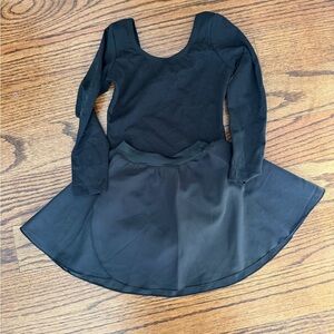 Black Long Sleeve Skater Dress / Leotard Style